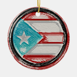 Puerto Rican Flag Circle Ornament