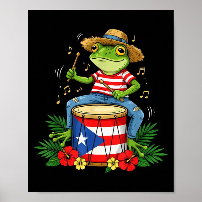 Puerto Rican Flag Coqui Frog Puerto Rico Hispanic  Poster (Front)