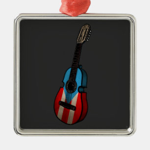 Puerto Rican Flag Cuatro Metal Ornament