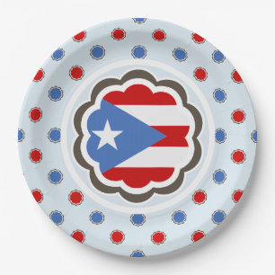 Puerto Rican Flag Cute Floral Lunch Dinner Paper Plate
