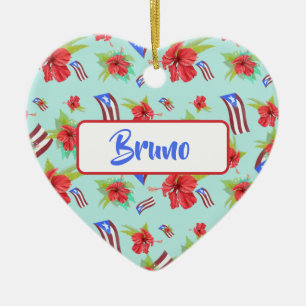 Puerto Rican Flag Flor de Maga Ceramic Ornament