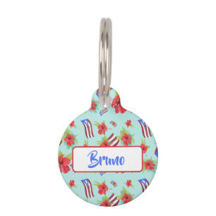 Puerto Rican Flag Flor de Maga Pet Tag