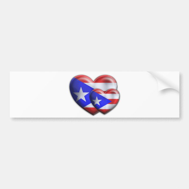 Puerto Rican Flag Hearts Bumper Sticker (Front)