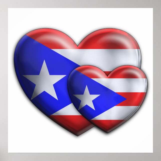 Puerto Rican Flag Hearts Poster (Front)