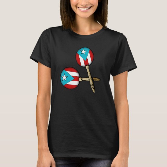 Puerto Rican Flag Maracas Boricua T-Shirt (Front)