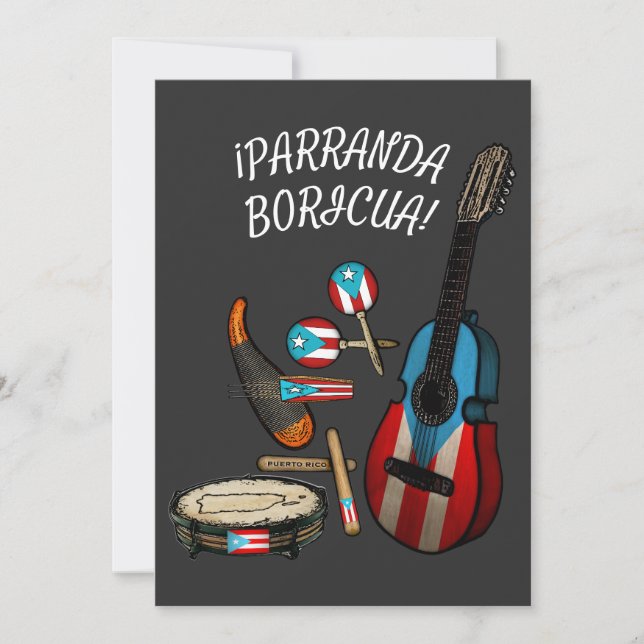 Puerto Rican Flag Parranda Boricua Holiday Card (Front)