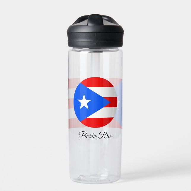 Puerto Rican Flag, Patriotic Puerto Rico Water Bottle (Front)