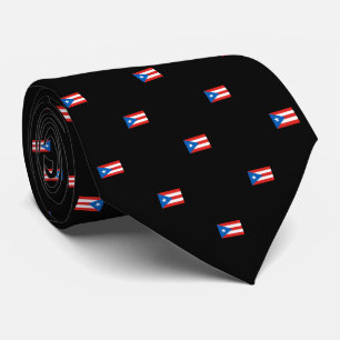 Puerto Rican Flag Patterned Black Tie