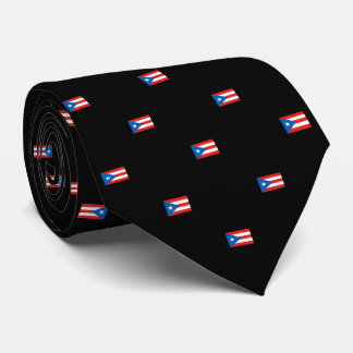 Puerto Rican Flag Patterned Black Tie