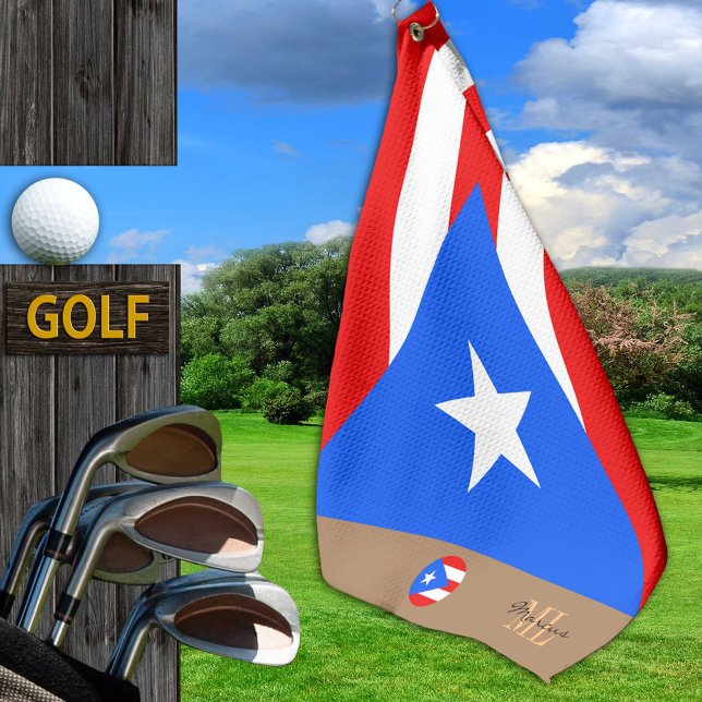 Puerto Rican flag & Puerto Rico monogrammed Golf Towel (Creator Uploaded)