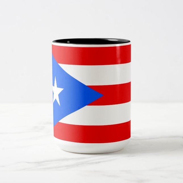 Puerto Rican Flag (Puerto Rico) Two-Tone Coffee Mug (Center)