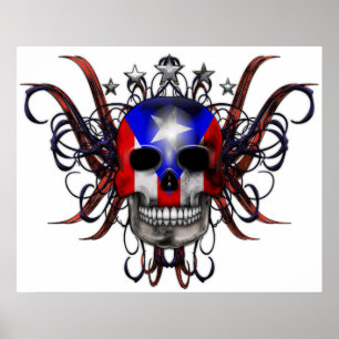 Puerto Rican Flag – Skull Poster