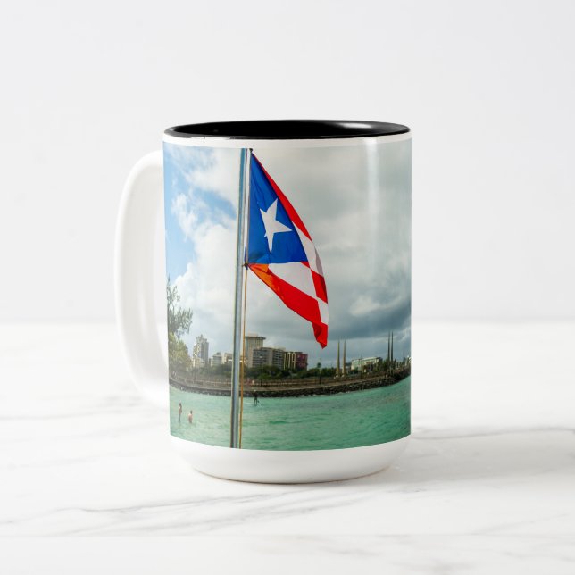 Puerto Rican Flag Two-Tone Coffee Mug (Front Left)