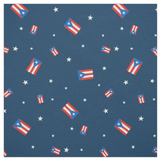 Puerto Rican Flags and Stars Navy Fabric