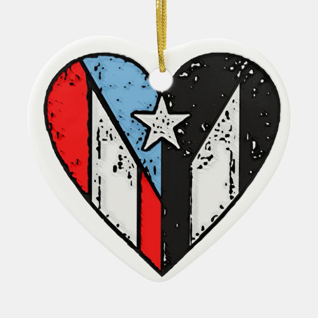 Puerto Rican Flags | Boricua Heart, Puerto Rico Ceramic Ornament (Front)