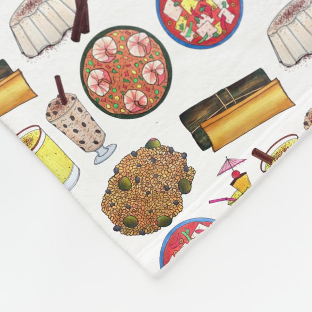 Puerto Rican Food Cuisine Love Puerto Rico Foodie Fleece Blanket (Corner)