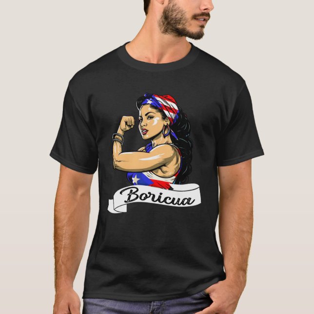 Puerto Rican Girl Boricua Puerto Rico Flag Pride W T-Shirt (Front)