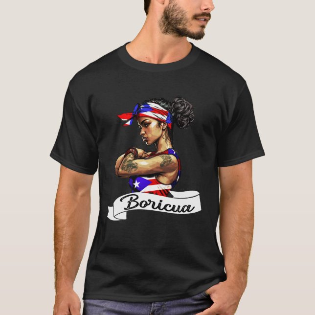 Puerto Rican Girl Boricua Puerto Rico Flag Pride W T-Shirt (Front)