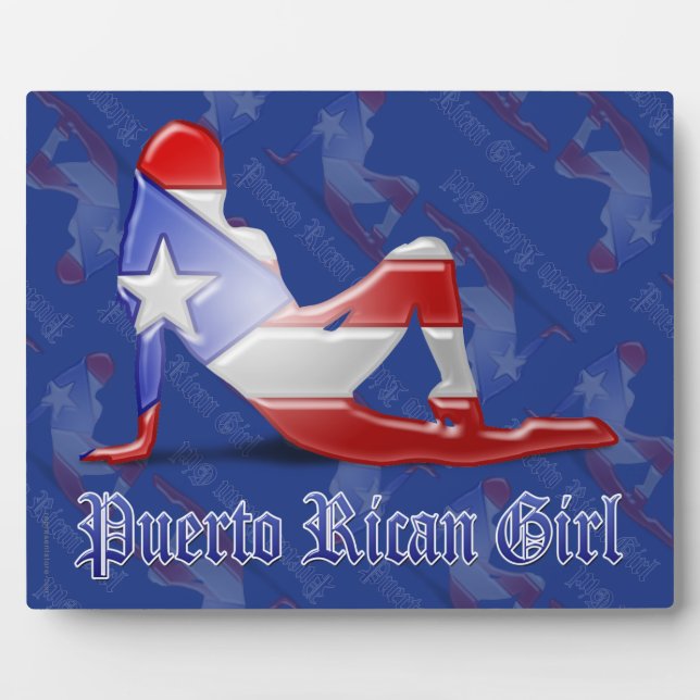 Puerto Rican Girl Silhouette Flag Plaque (Front)