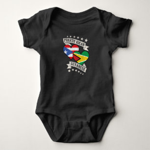 Puerto Rican Guyanese Heart Flags Puerto Rico Guya Baby Bodysuit
