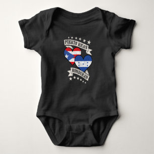 Puerto Rican Honduran Heart Flags Puerto Rico Hond Baby Bodysuit