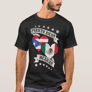 Puerto Rican Mexican Heart Flags T-Shirt