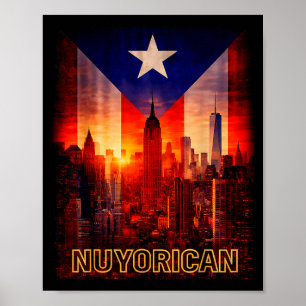 Puerto Rican NY Men Women Taino Flag Puerto Rico Poster