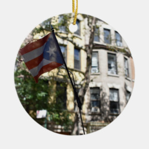 Puerto Rican Pride New York City Brownstones Photo Ceramic Ornament