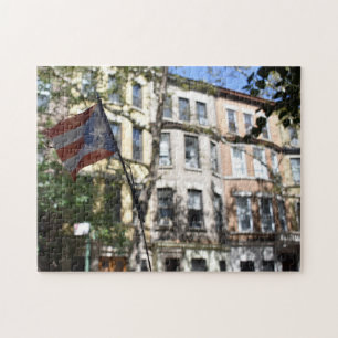 Puerto Rican Pride New York City Brownstones Photo Jigsaw Puzzle