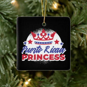 Puerto Rican Princess Cute Boricua Girl Pride Ceramic Ornament