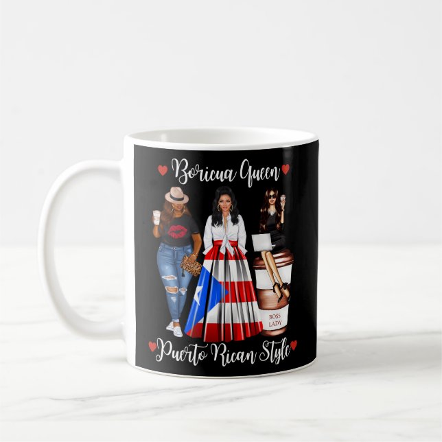 Puerto Rican Style Boricua Queen Moms Puerto Rico Coffee Mug (Left)