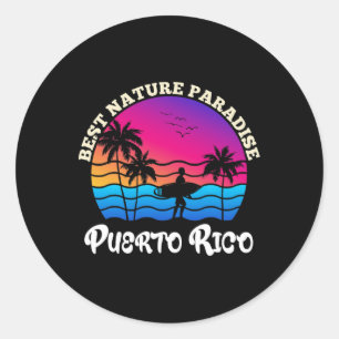 Puerto Rican, Surfing, Vintage Puerto Rico Classic Round Sticker