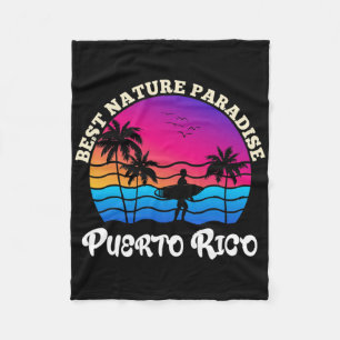 Puerto Rican, Surfing, Vintage Puerto Rico Fleece Blanket