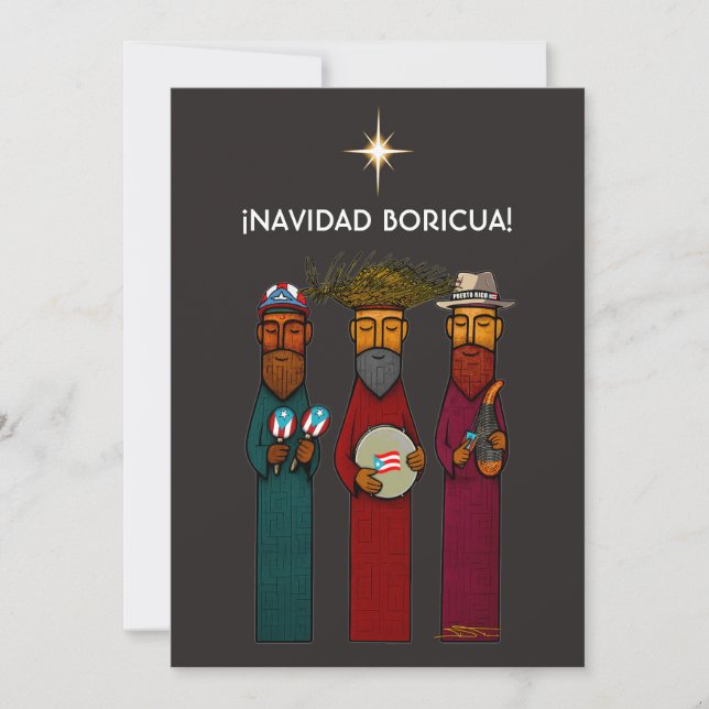 Puerto Rican Three Kings with Musical Parranda Invitation (Front)