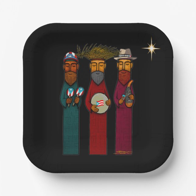 Puerto Rican Three Wise Men – Parranda Paper Plate (Front)