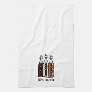Puerto Rican Traditional Drinks 100% Boricua Kitc Tea Towel