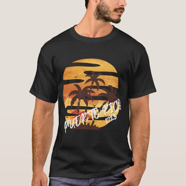 Puerto Rico 2023 Family Vacation Retro Sunset Beac T-Shirt (Front)