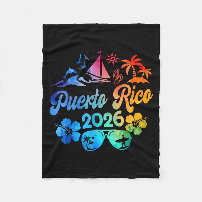 Puerto Rico 2026 Vacation Beach Tie Dye Trip Summe Fleece Blanket (Front)