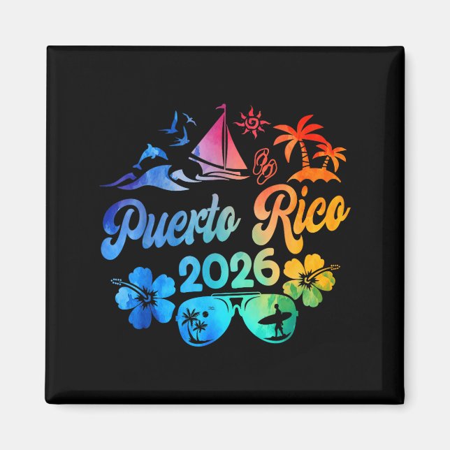 Puerto Rico 2026 Vacation Beach Tie Dye Trip Summe Magnet (Front)