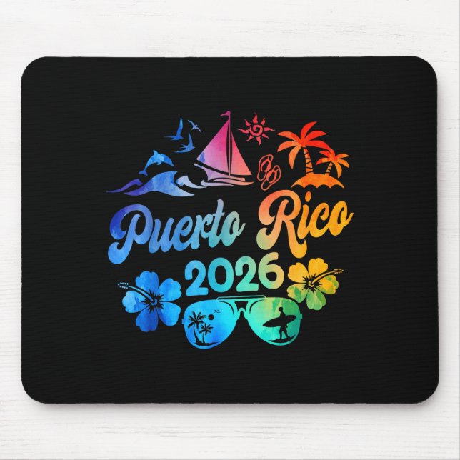 Puerto Rico 2026 Vacation Beach Tie Dye Trip Summe Mouse Pad (Front)