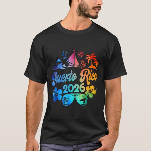 Puerto Rico 2026 Vacation Beach Tie Dye Trip Summe T-Shirt (Front)