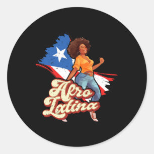Puerto Rico Afro Latina Boricua Woman Flag Dancing Classic Round Sticker