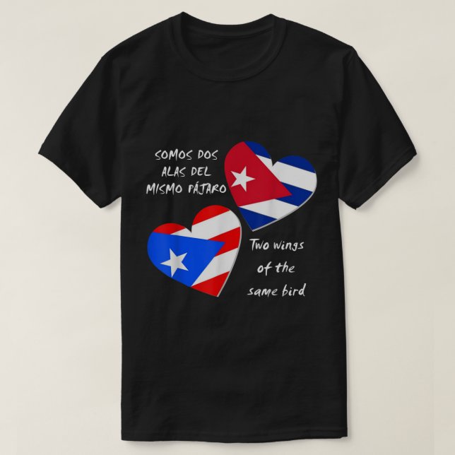 Puerto Rico and Cuba Heart, Two wings of the same  T-Shirt (Design Front)