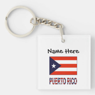 Puerto Rico and Puerto Rican Flag Personalised Key Ring