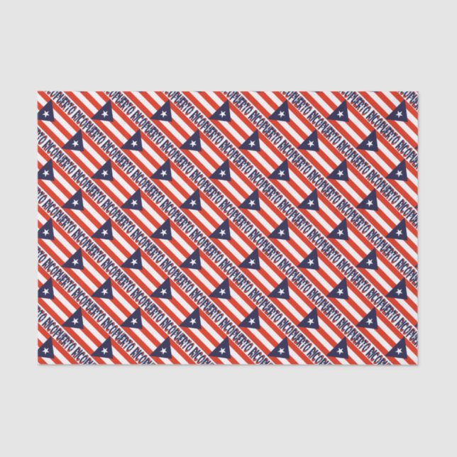 Puerto Rico and Puerto Rican Flag Tiled Tissue Paper (Front)