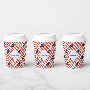 Puerto Rico and Puerto Rican Flag Tiled Your Name Paper Cups