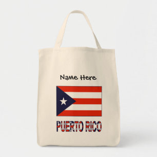 Puerto Rico and Puerto Rican Flag with Your Name Tote Bag