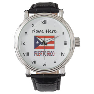 Puerto Rico and Puerto Rican Flag with Your Name Watch