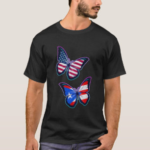 Puerto Rico And The Usa Bicultural Roots Butterfly T-Shirt