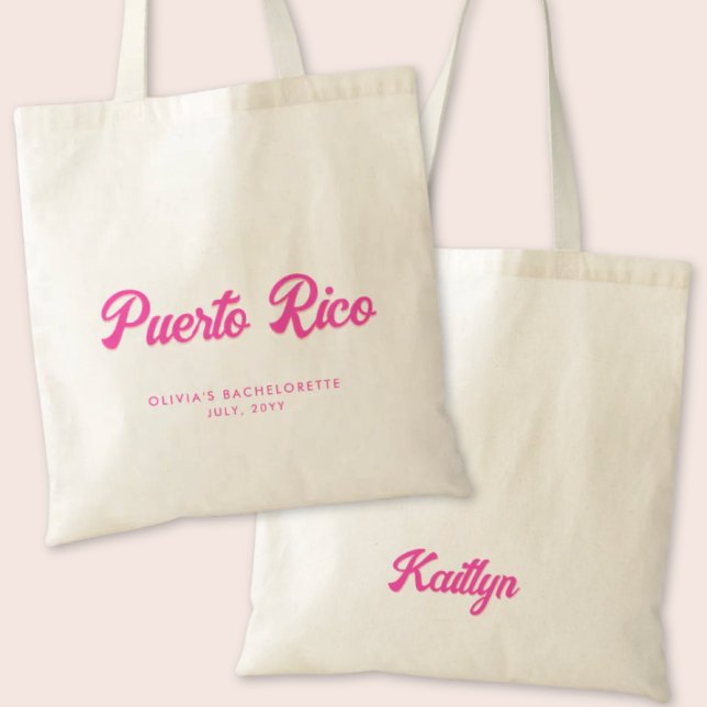 Puerto Rico Bachelorette Party Personalised Tote (Puerto Rica Bachelorette Party Tote Bag)